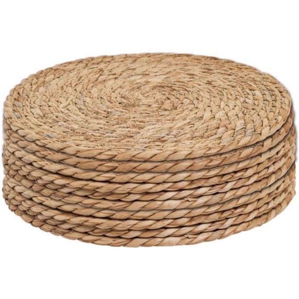 Defined Deco Woven Placemats Set of 10,12" Round Rattan Placemats,Natural
